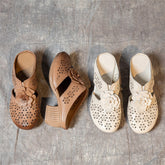 Tacones de piel de vaca de verano con punta alta y gruesa para mujer